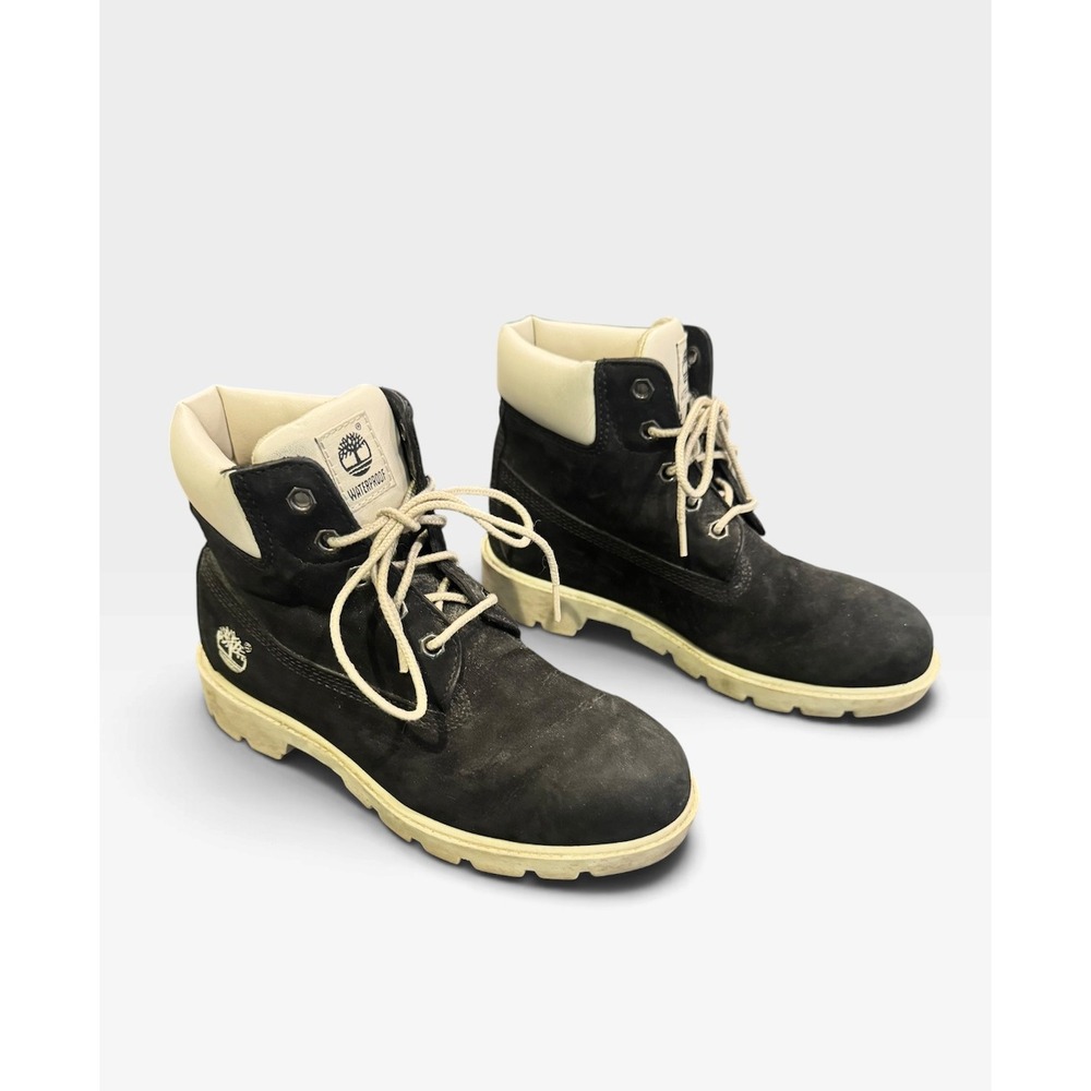 Timberland 6 Inch Waterproof Boots Black Cream Big Kids Youth Size 3